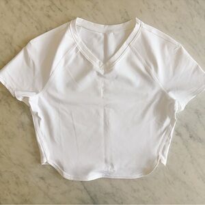 Women’s Lululemon White Cropped T-shirt - Size 6